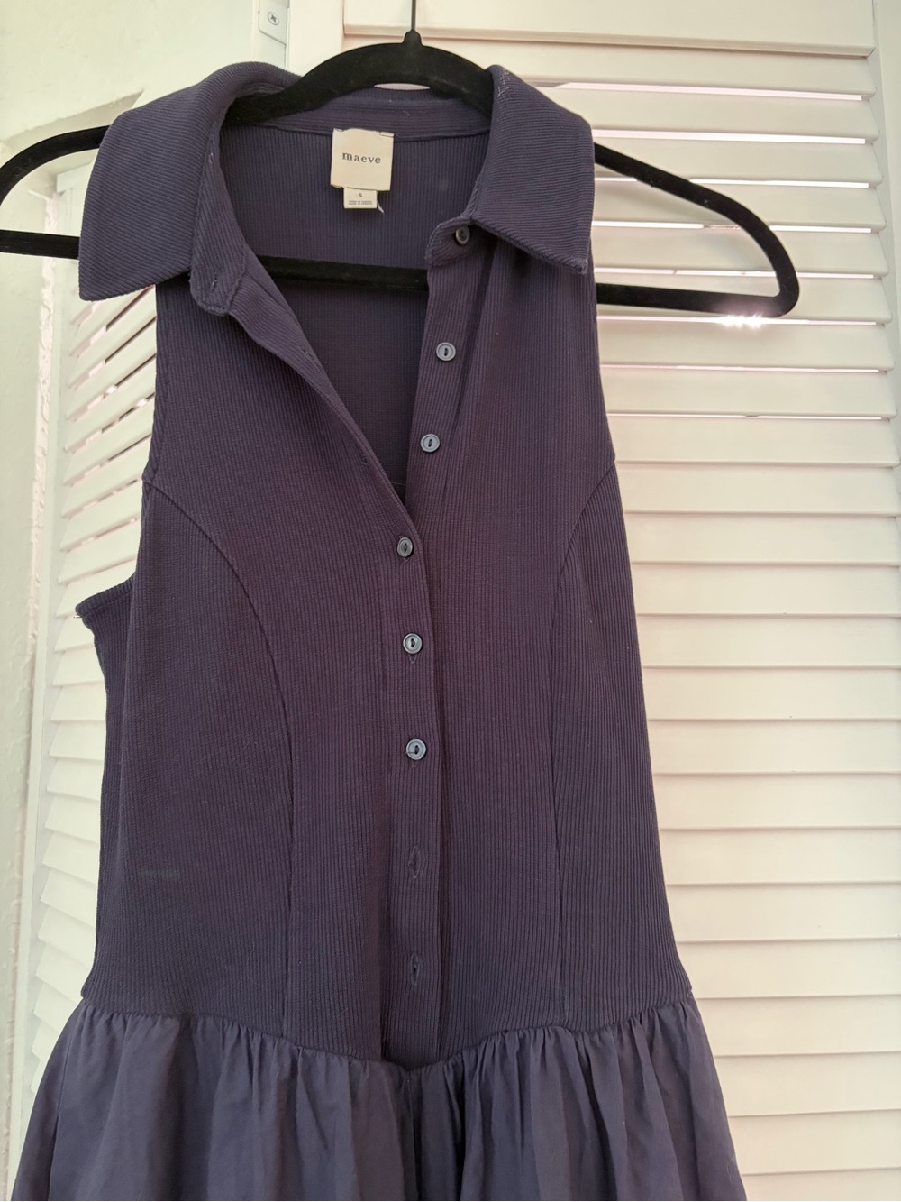 Maeve Navy Collared Button-Front Sleeveless Midi Dress - Picture 5 of 6
